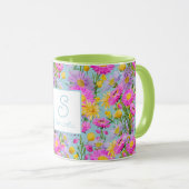 Mit Monogramm Sommer Hütte Garten Blau Tasse (VorderseiteRechts)