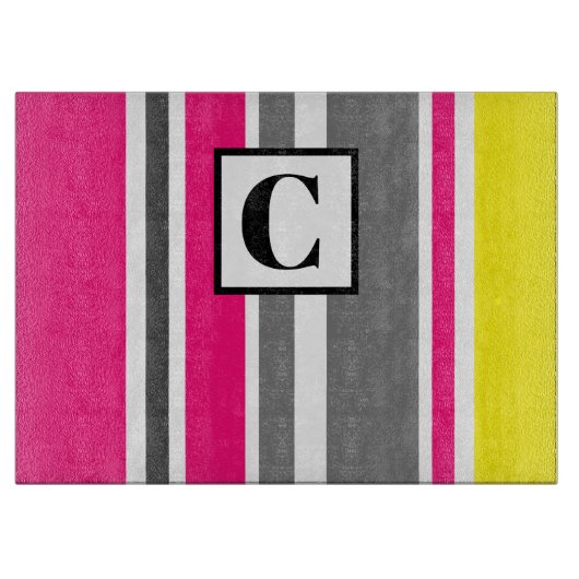 Mit Monogramm Sommer Streifen Schneidebrett (Vorderseite)
