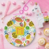 Mit Monogramm Sommerfruchtmuster Pappteller (Party)