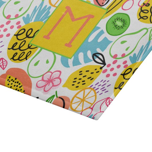 Mit Monogramm Sommerfruchtmuster Schneidebrett (Ecke)