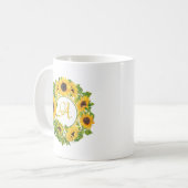 Mit Monogramm Sonnenblume Kaffeetasse (Vorderseite Links)