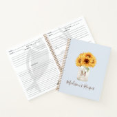 Mit Monogramm Sonnenblume Mason Jar Pastel Blaues  Notizblock (Innenseite)