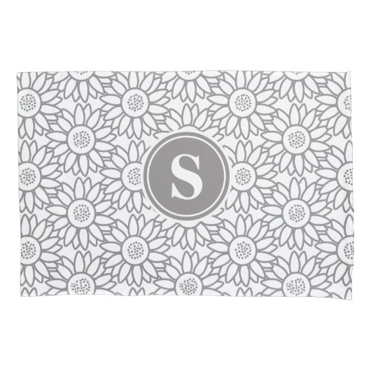 Mit Monogramm Sonnenblume-Muster Kissenbezug (Vorderseite)