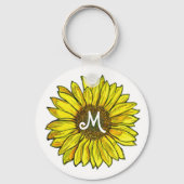 Mit Monogramm Sonnenblume Schlüsselanhänger (Vorderseite)