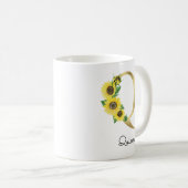 Mit Monogramm Sonnenblumen-Anfangszahl Q Kaffeetasse (VorderseiteRechts)