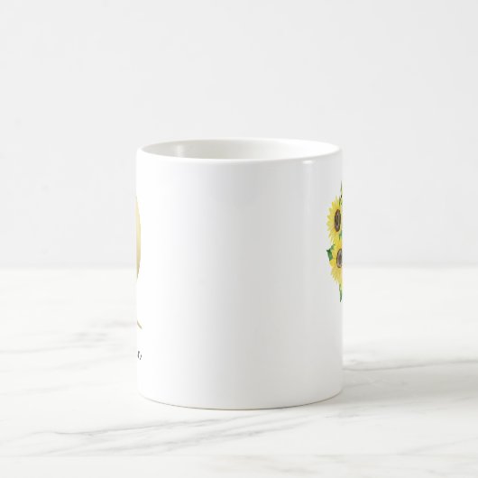 Mit Monogramm Sonnenblumen-Anfangszahl Q Kaffeetasse (Mittel)