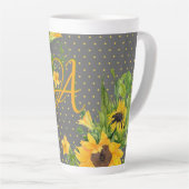 Mit Monogramm Sonnenblumen Gelb-Grau-Dekoration Milchtasse (Rechte Ecke)