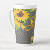 Mit Monogramm Sonnenblumen Gelb-Grau-Dekoration Milchtasse (Linke Ecke)