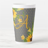 Mit Monogramm Sonnenblumen Gelb-Grau-Dekoration Milchtasse (Vorderseite)