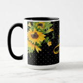 Mit Monogramm Sonnenblumen Gelb-Grau-Dekoration Tasse (Links)