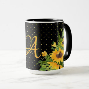 Mit Monogramm Sonnenblumen Gelb-Grau-Dekoration Tasse