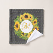 Mit Monogramm Sonnenblumen Muster dekorativ Badhandtuch Set (Waschlappen)