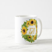Mit Monogramm Sonnenblumen Muster dekorativ Kaffeetasse (VorderseiteRechts)