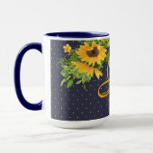 Mit Monogramm Sonnenblumen Navy Blue Yellow Deco Tasse (Links)