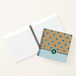 Mit Monogramm Sonnenblumen Tiny Blue Orange Blume Notizblock
