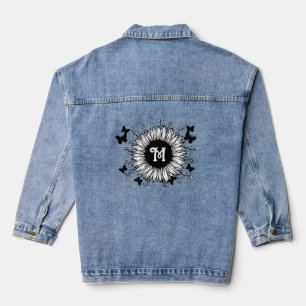 Mit Monogramm Sonnenblumen und Schmetterlinge Jeansjacke