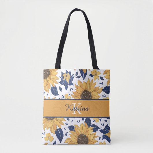 Mit Monogramm Sonnenblumenbeutel Tasche (Vorderseite)