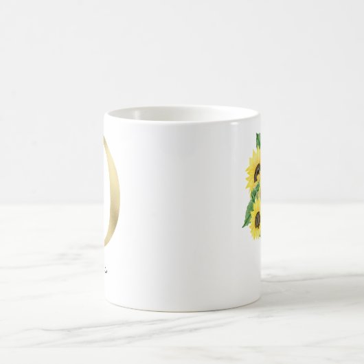 Mit Monogramm Sonnenblumenblume Initial O Kaffeetasse (Mittel)