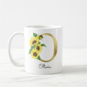 Mit Monogramm Sonnenblumenblume Initial O Kaffeetasse (Links)