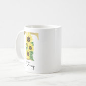 Mit Monogramm Sonnenblumenblume Kaffeetasse (Vorderseite Links)
