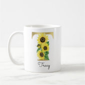 Mit Monogramm Sonnenblumenblume Kaffeetasse (Links)