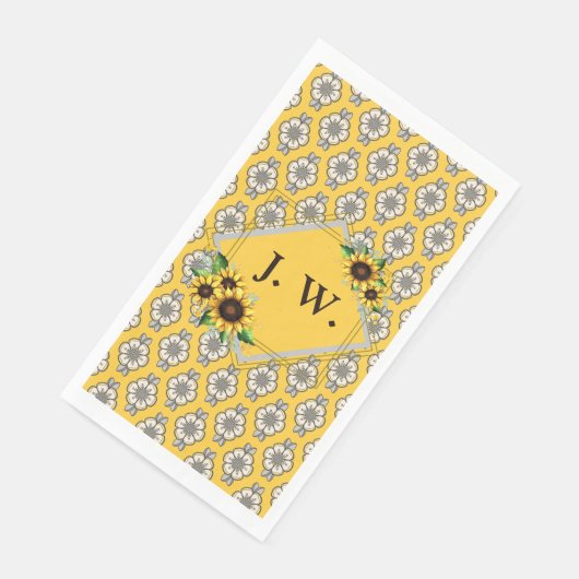 Mit Monogramm Sonnenblumenpapier Napkin Serviette (Ecke)