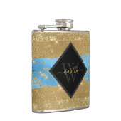 Mit Monogramm Spaß Modernes Gold Glitzer Script Flachmann (Rechts)