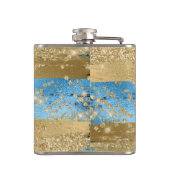 Mit Monogramm Spaß Modernes Gold Glitzer Script Flachmann (Rückseite)