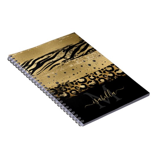 Mit Monogramm Spaß Modernes Gold Glitzer Script Notizblock (Rechte Seite)