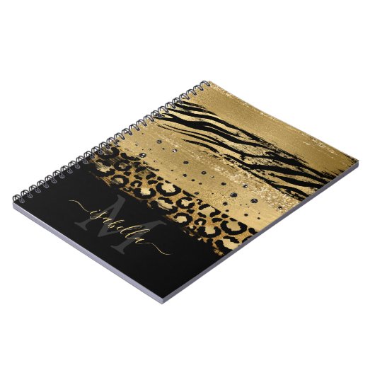 Mit Monogramm Spaß Modernes Gold Glitzer Script Notizblock (Linke Seite)