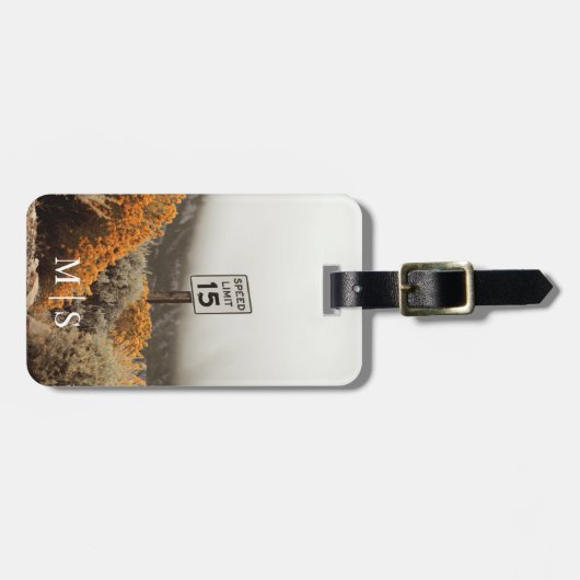 Mit Monogramm Speed Limit 15 Signature Golden Sage Gepäckanhänger (Vorderseite horizontal)