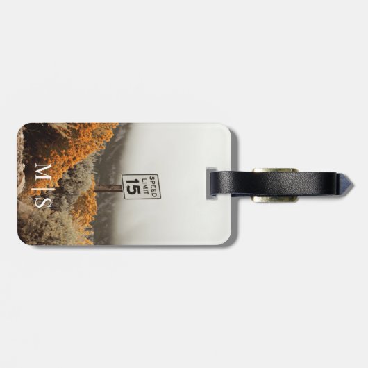 Mit Monogramm Speed Limit 15 Signature Golden Sage Gepäckanhänger (Rückseite horizontal)