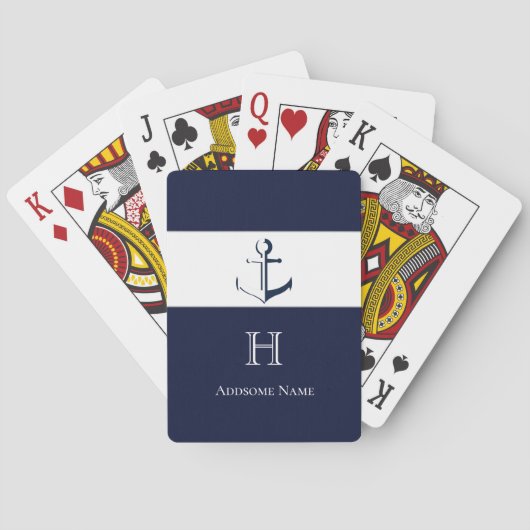 Mit Monogramm Spiel an der Küste der Nautischen Ma Spielkarten (Rückseite)