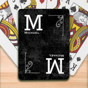 mit Monogramm Spielkarten in Schwarzweiß