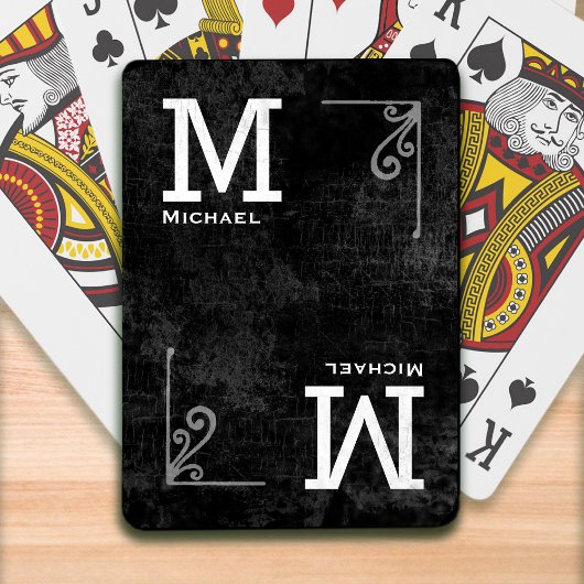 mit Monogramm Spielkarten in Schwarzweiß