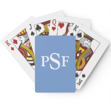 Mit Monogramm Spielkarten Periwinkle und Weiß