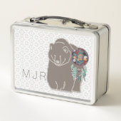 Mit Monogramm Spirit Bear Indianerin American Brow Metall Brotdose (Rückseite)