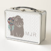 Mit Monogramm Spirit Bear Indianerin American Brow Metall Brotdose (Vorderseite)