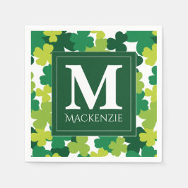 Mit Monogramm St. Patrick's Day Kleeblatts Serviette