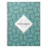 Mit Monogramm Starry Night on Sea Doodle Ogee Notizblock (Vorderseite)