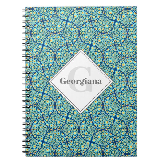 Mit Monogramm Starry Night on Sea Doodle Ogee Notizblock (Vorderseite)