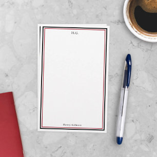 Mit Monogramm Stationierung von Black & Burgund Briefpapier