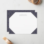 Mit Monogramm Stationierung von Navy und Gold Ogee Mitteilungskarte (Vorderseite/Rückseite Beispiel)