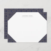 Mit Monogramm Stationierung von Navy und Gold Ogee Mitteilungskarte (Vorne/Hinten)