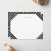 Mit Monogramm Stationierung von Navy und Gold Stri Mitteilungskarte (Vorderseite/Rückseite Beispiel)