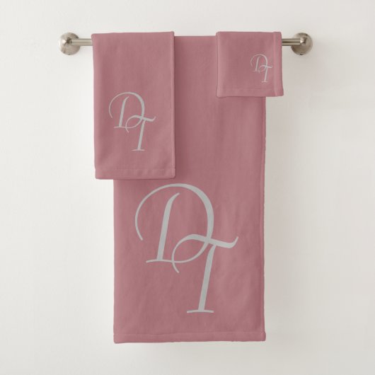 Mit Monogramm - staubige Rose Badhandtuch Set (Insitu)