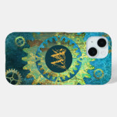 Mit Monogramm Steampunk Verdigris Rusty Cogwheel Case-Mate iPhone Hülle (Rückseite (Horizontal))
