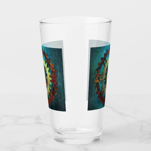 Mit Monogramm Steampunk Verdigris Rusty Cogwheel Glas (Links)