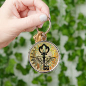 Mit Monogramm Steampunk Winged Key Rusty Cogwheel Schlüsselanhänger (Hand)