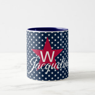 Mit Monogramm Sterne der Marine Zweifarbige Tasse